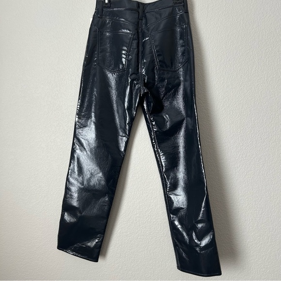 NWT AGOLDE Recycled Leather 90's Pinch-Waist Pants in Carbon - Picture 7 of 10